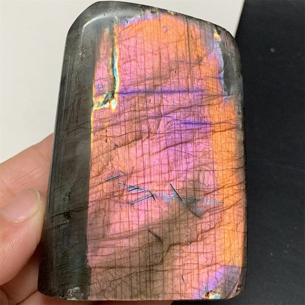 

Outstanding Natural Yellow Orange Blue Colorful Light Labradorite Ornaments Mineral Specimens Pink Purple Labrador Stone Bead
