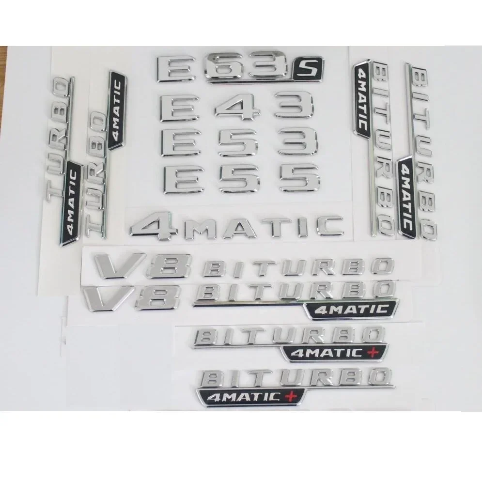 QA Chrome Letters W213 C238 E43 E55 E53 E63 Symbols V8 BITURBO 4MATIC Sticker for Mercedes Benz AMG W212 W213Trunk Fender Emblem
