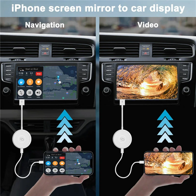 N05R 2PCS Wired Carplay Mirror Adapter For  Carplay Mirror Dongle With PD For Converting Video To Car Display, Durable