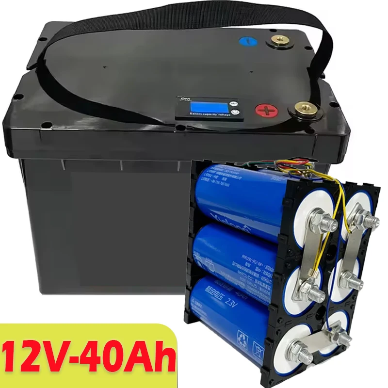 12V High Capacity 40AH 13.8V LTO 66160 Titanium Lithium Battery Pack Built-in BMS Car Audio Rechargeable Battery Solar Cell