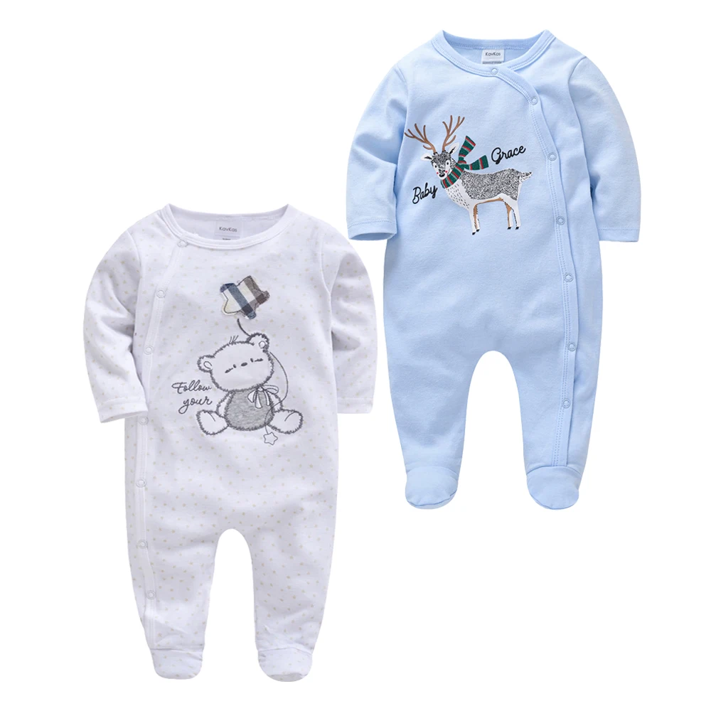 Kavkas 2 Pcs/lot Baby Boys Rompers Cool Bear Design 100% Cotton Autumn Spring Baby Clothes Long Sleeve 0-12M Jumpsuit