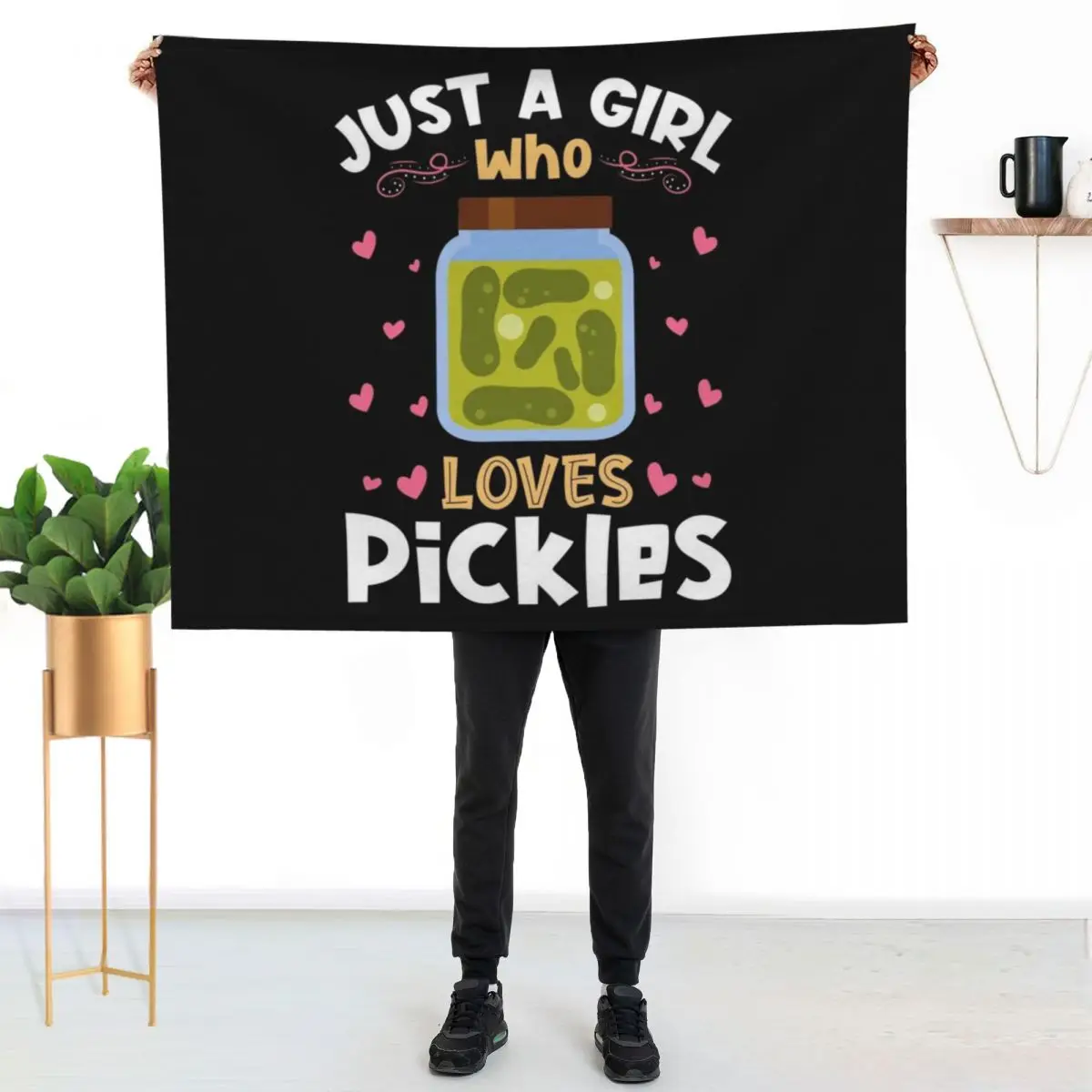 

Just a Girl who Loves Pickles Vegan Throw Blanket Stain Resistant Cozy Warm Blanket