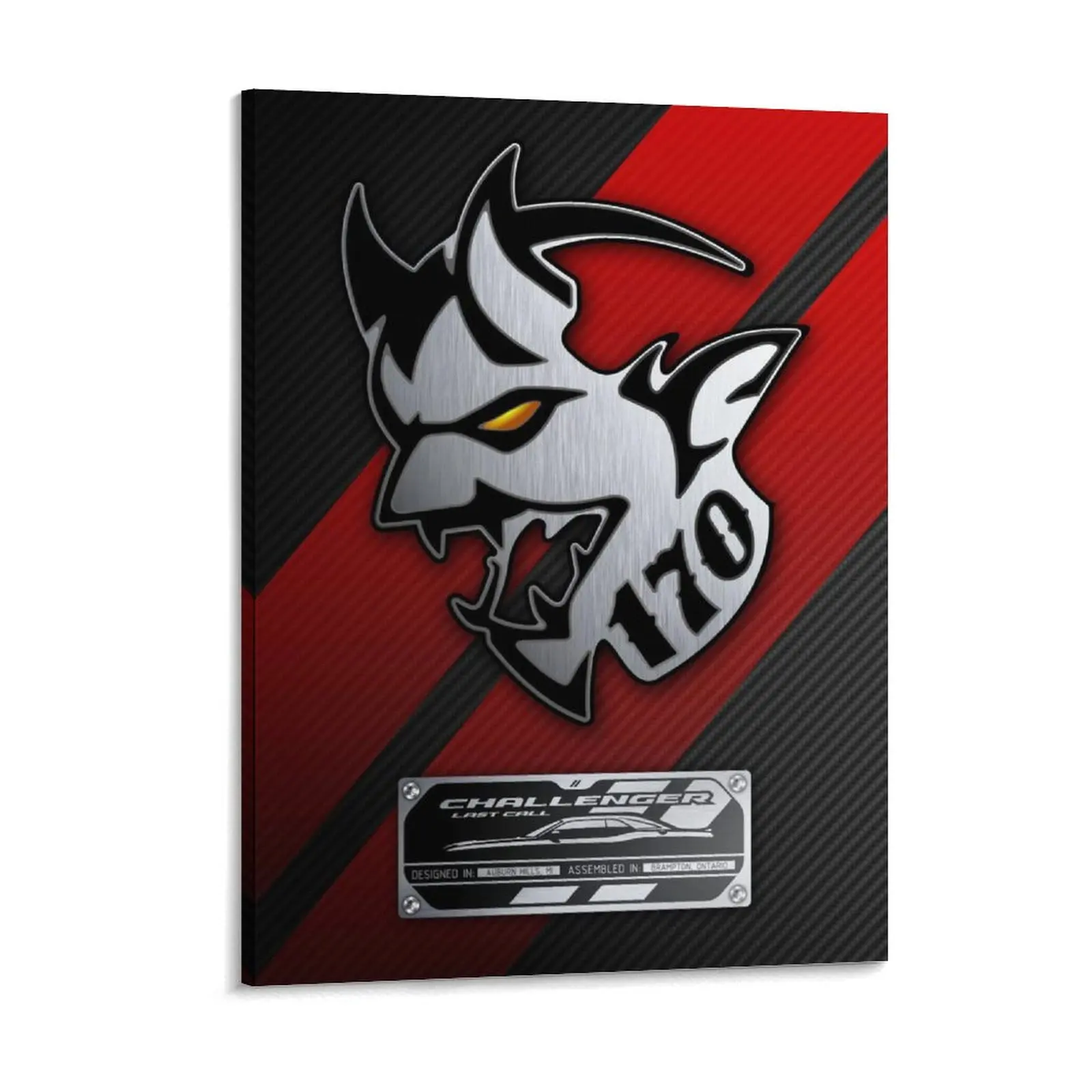 Demon 170 Badge Canvas Painting Rusty Designing Classic Cinema Garage Framed Wall Paintings
