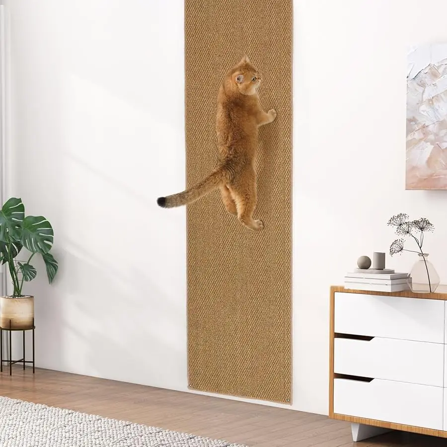 

Uross Thickened Cat Wall Climbing Carpet 6.6 FT x 16" - Extra Long Cat Scratch Wall Pad, Cat Scratching Carpet Rug Wall Mounted