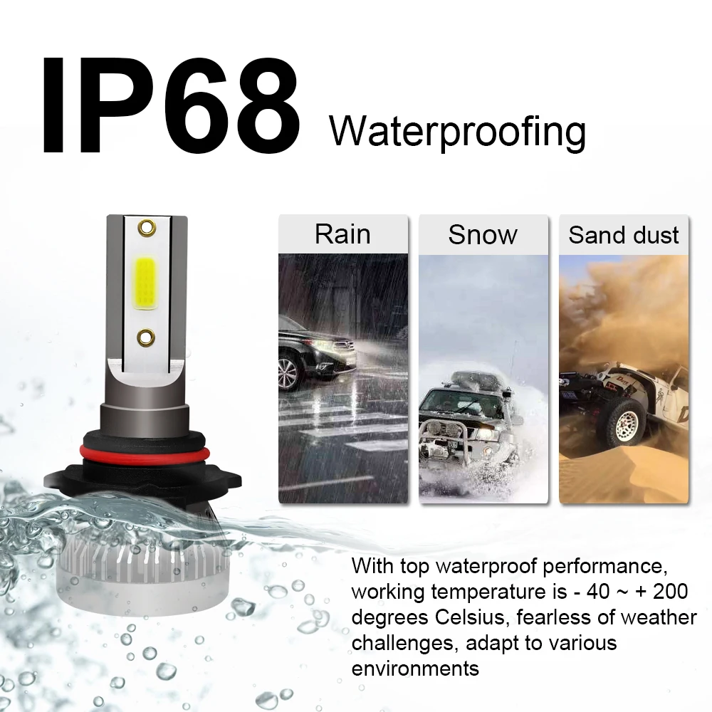 مصباح أمامي ليد صغير لحافلة كان ، مصابيح سيارة ، مصابيح ، 12000LM ، ضباب K ، HB3