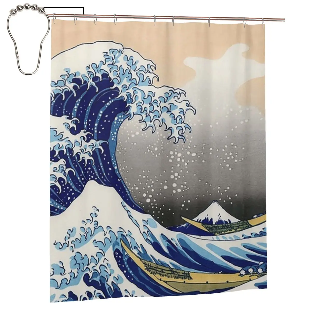 

The Great Wave Off Kanagawa By Katsushika Hokusai Shower Curtain Bathroom Polyester Waterproof Bath Curtains with Hooks