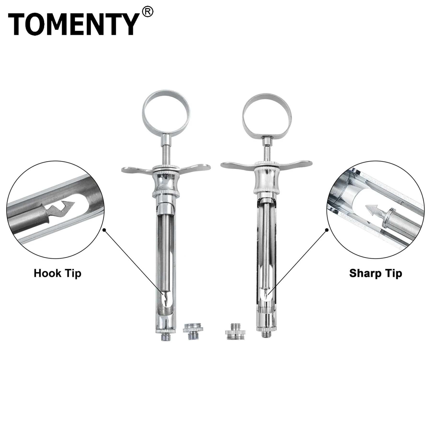 1Pcs Dental Injection Syringe Stainless steel Anesthesia Aspirating with Hook-head Sharp Head Surgical Dentistry Instrument