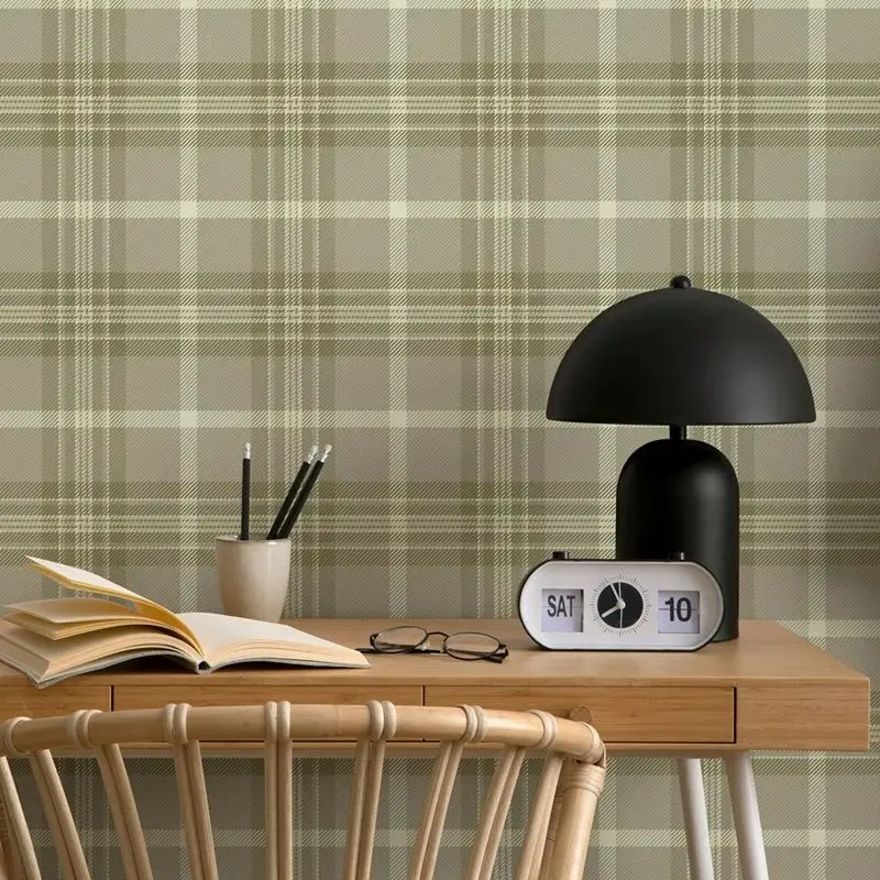 Tartan Scotland Taupe Wallpaper, Wall Stickers,Decoration for bedroom,Simple Stick Wall Panel,Peel and stick Wall paper