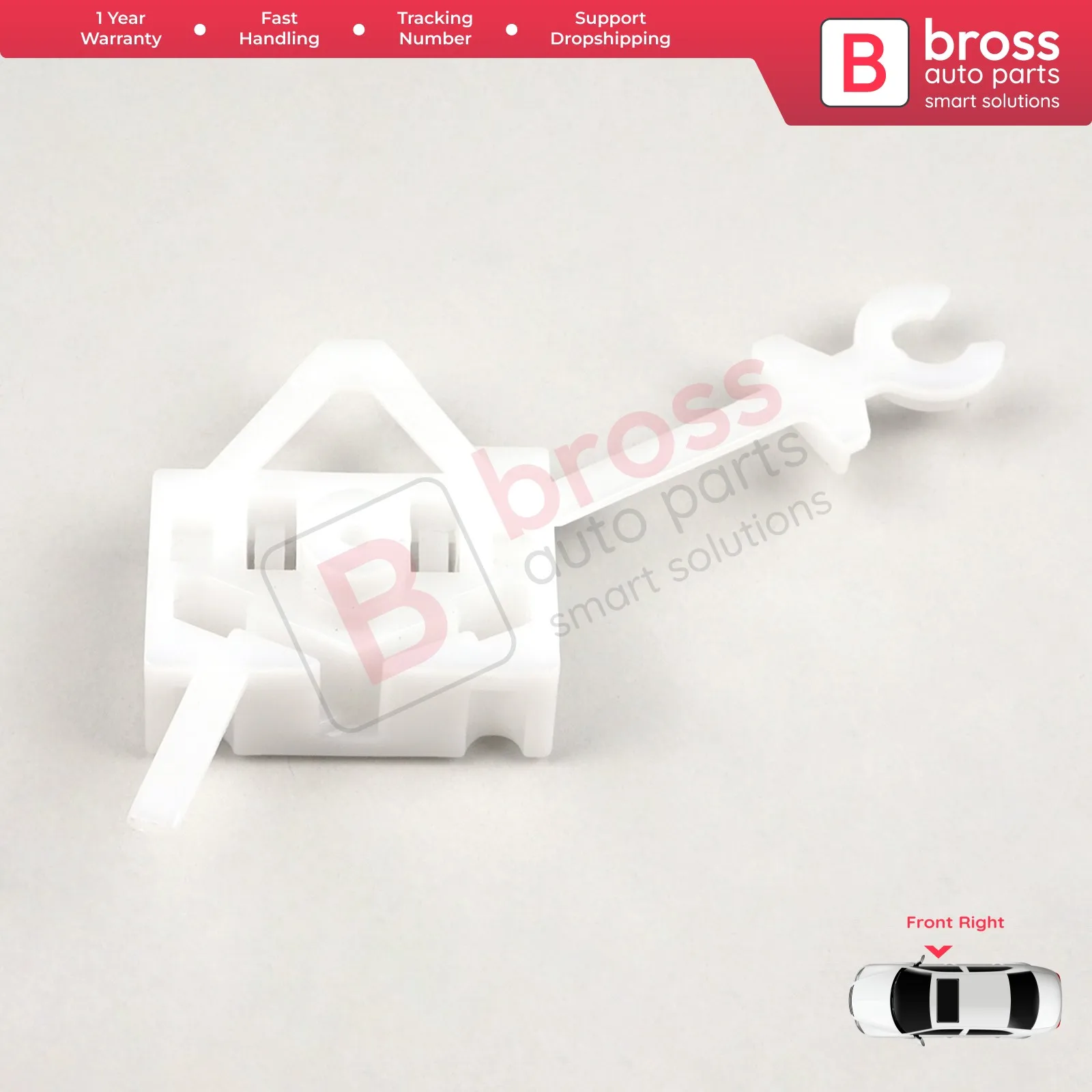 Bross Auto Parts BWR1192 Electrical Power Window Regulator Clip Front Right Door for Fiat Panda Iveco Euro Bus 2003- 2012