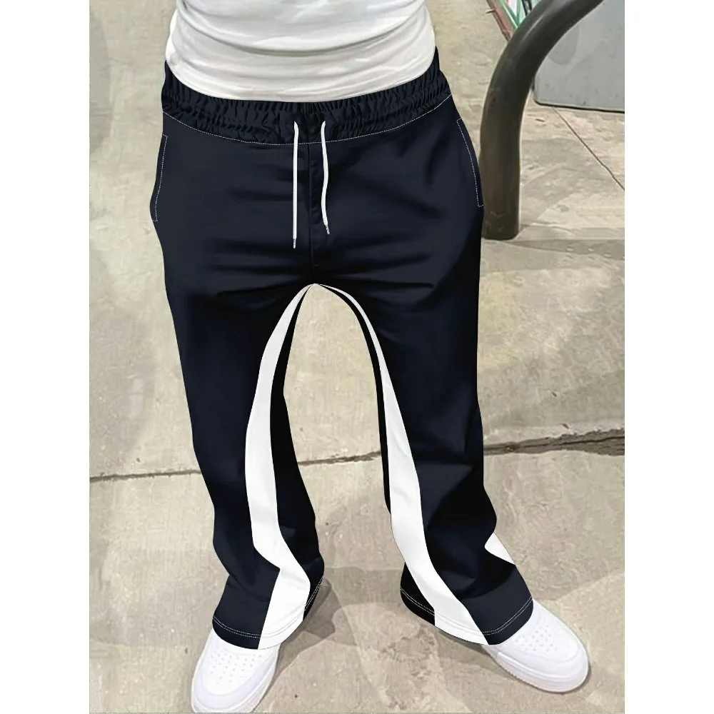 Heren Casual Street Style Trendy Cross Print Modieus Licht uitlopend Zwart en Wit Color-Block Design Joggingbroek Herenbroek