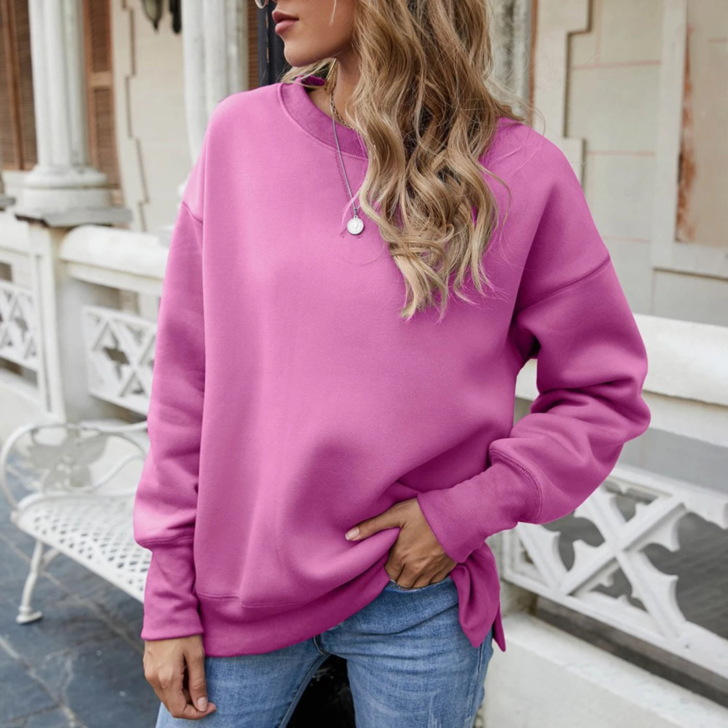 Women's Fall Fleece Sweatshirt Clearance - Plush Pullover Sweater