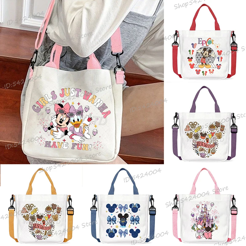

Mickey Mouse Donald Duck Printed Women's Handbags Fashion Miniso Crossbody Bag Casual Cartoon Characters Square Shoulder Bag