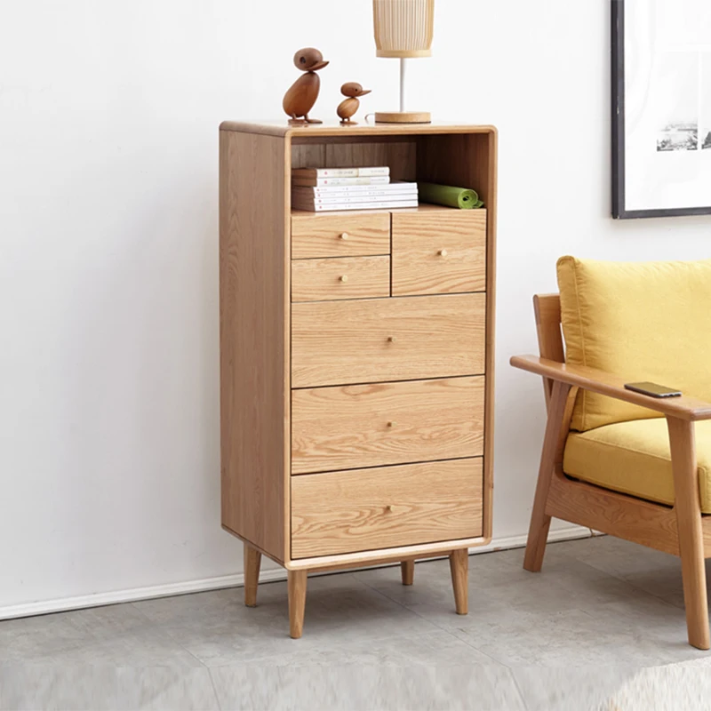

Pure solid wood chest cabinet Nordic oak multi-functional drawer bedroom storage locker simple