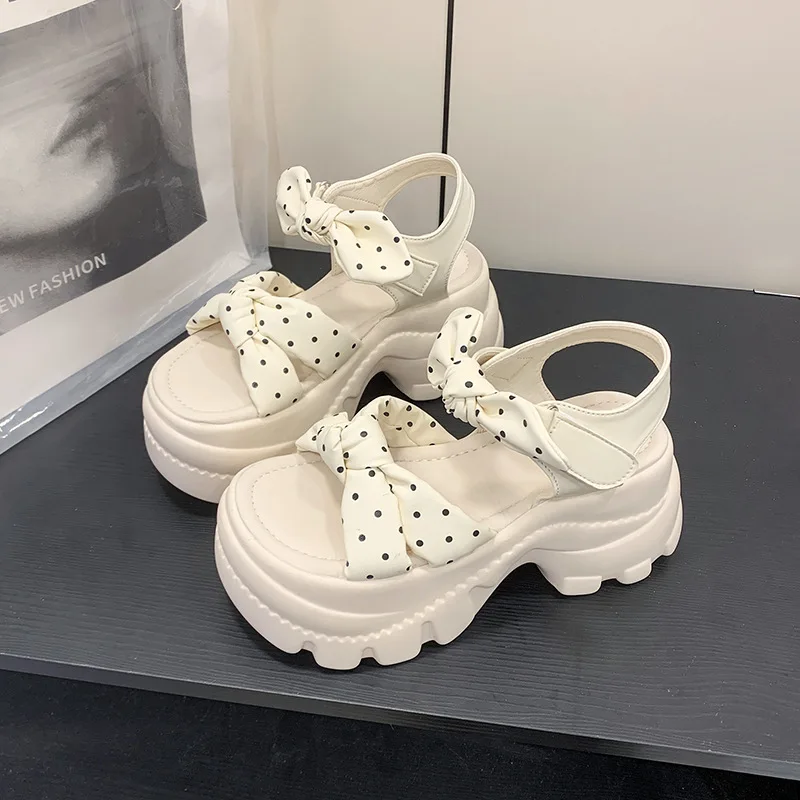 

7CM Women's Sandals New Exquisite Bow Platform Sandals for Woman Fashion Vacation Casual Shoes Designer Shoes Sandalias De Mujer