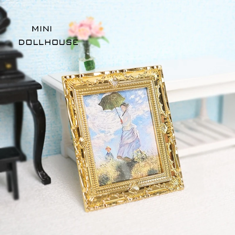 Mini cadre de peinture à l'huile, modèle adapté aux dioramas miniatures, aux peintures murales et aux modèles de meubles pour salons et chambres à coucher, 1 pièce