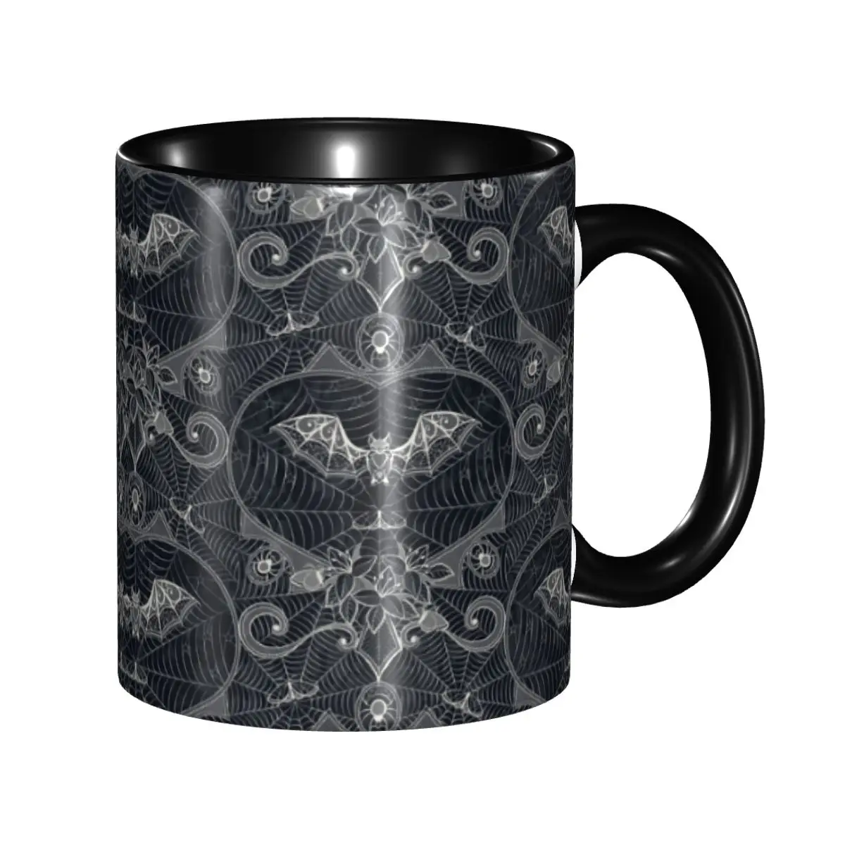 Tasse à café chauve-souris sorcière Halloween, bricolage personnalisé gothique Halloween dentelle tasse en céramique tasse cadeau créatif