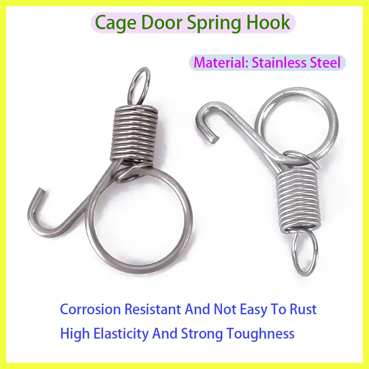 

Cage Door Spring Hook Metal Buckle Hook Tension Spring, Suitable for Poultry, Chicken, Hamster Cages 5/7/8.2/11.3cm
