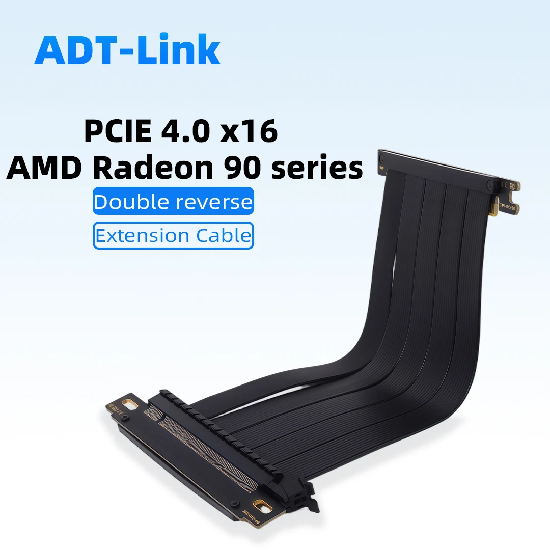 pcie-40-x16-グラフィックスカード拡張ライザーアダプターケーブル-ダブルリバース-180度-ゴールドフィンガー-gpuサーバー用-02m-185cm