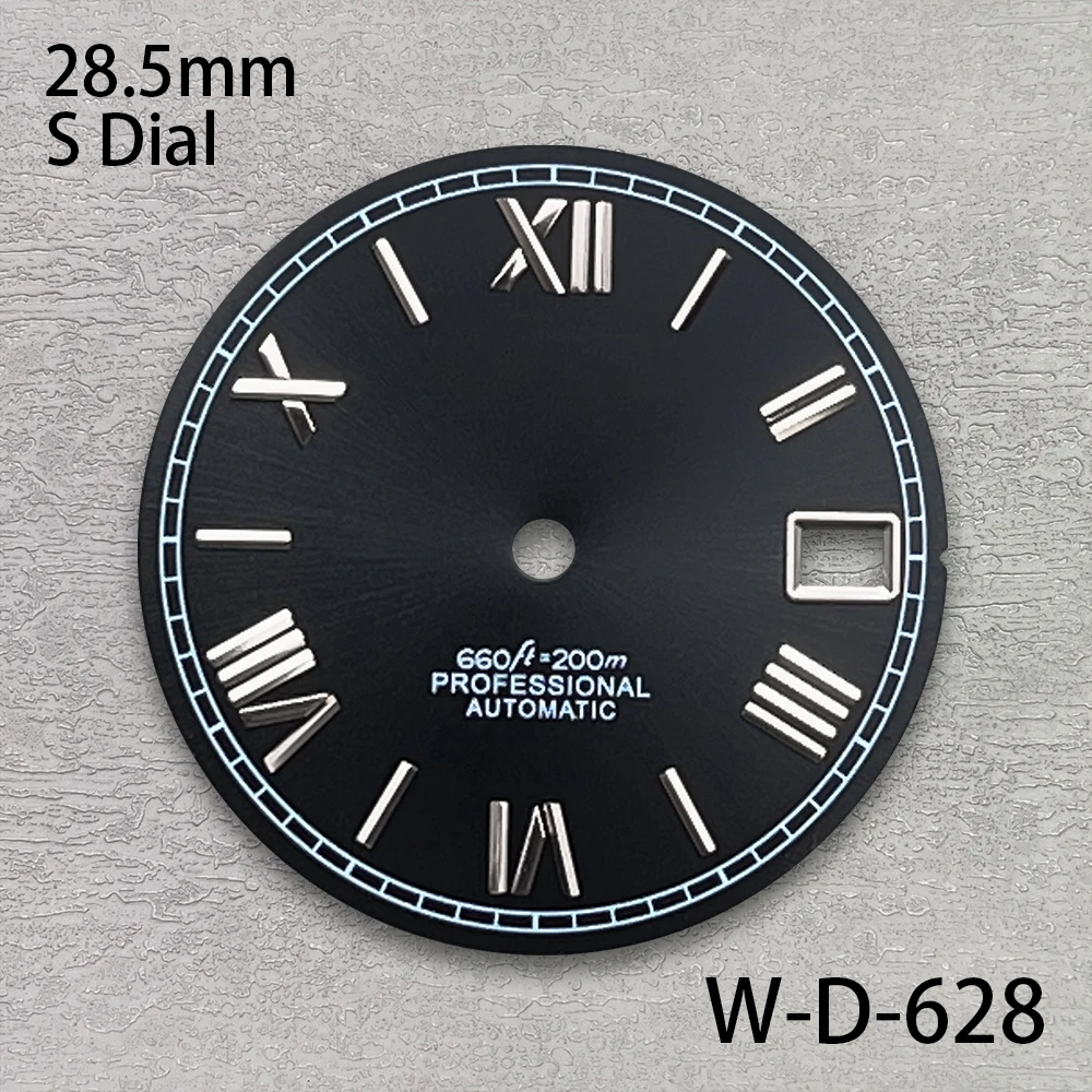 28.5mm logotipo s roma sunray dial adequado para movimento nh35/nh36/4r/7s acessórios de modificação de relógio de alta qualidade