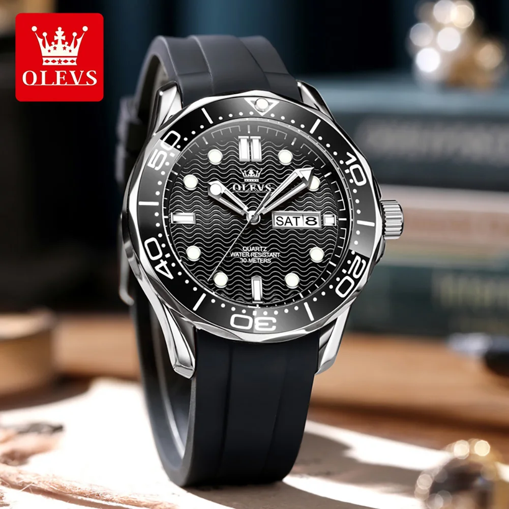 

OLEVS 3738 Brand original authentic watches for man luxury Gift Box Steel band/silicone strap quartz men's watch