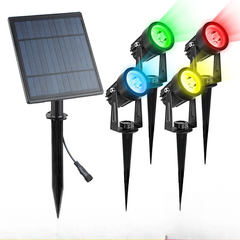 

Solar lawn spotlights Outdoor one-pull-four high-brightness LED in-ground lights courtyard RGB landscape lighting tree lights