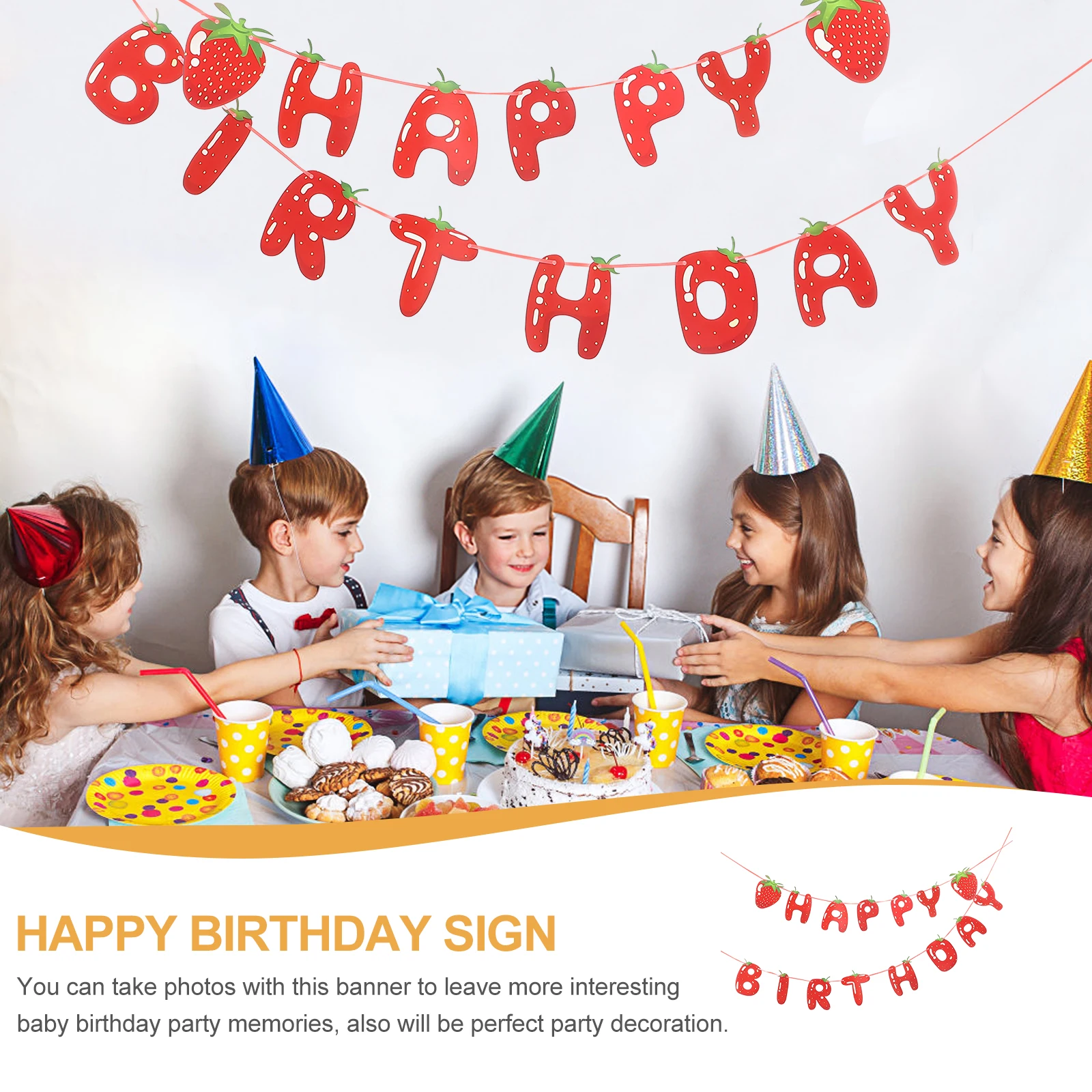 

Fruit Strawberry Birthday Party Decoration Baby Garland Decorations Happy Banners