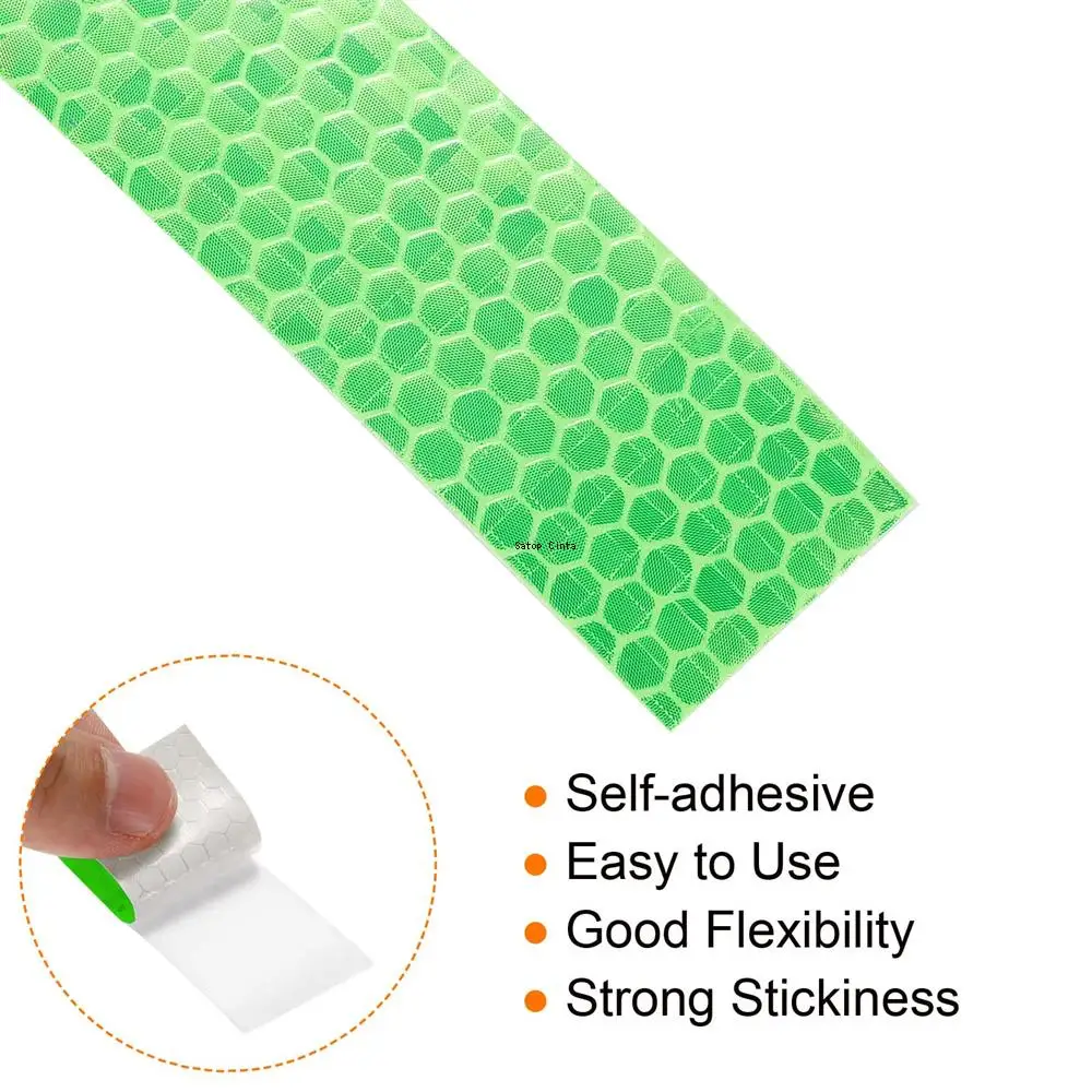 2.5cm*10m Green Reflective Self-Adhesive Tape Bicycle Warning Stickers Waterproof Safety Caution Reflectors Strips For Car Truck