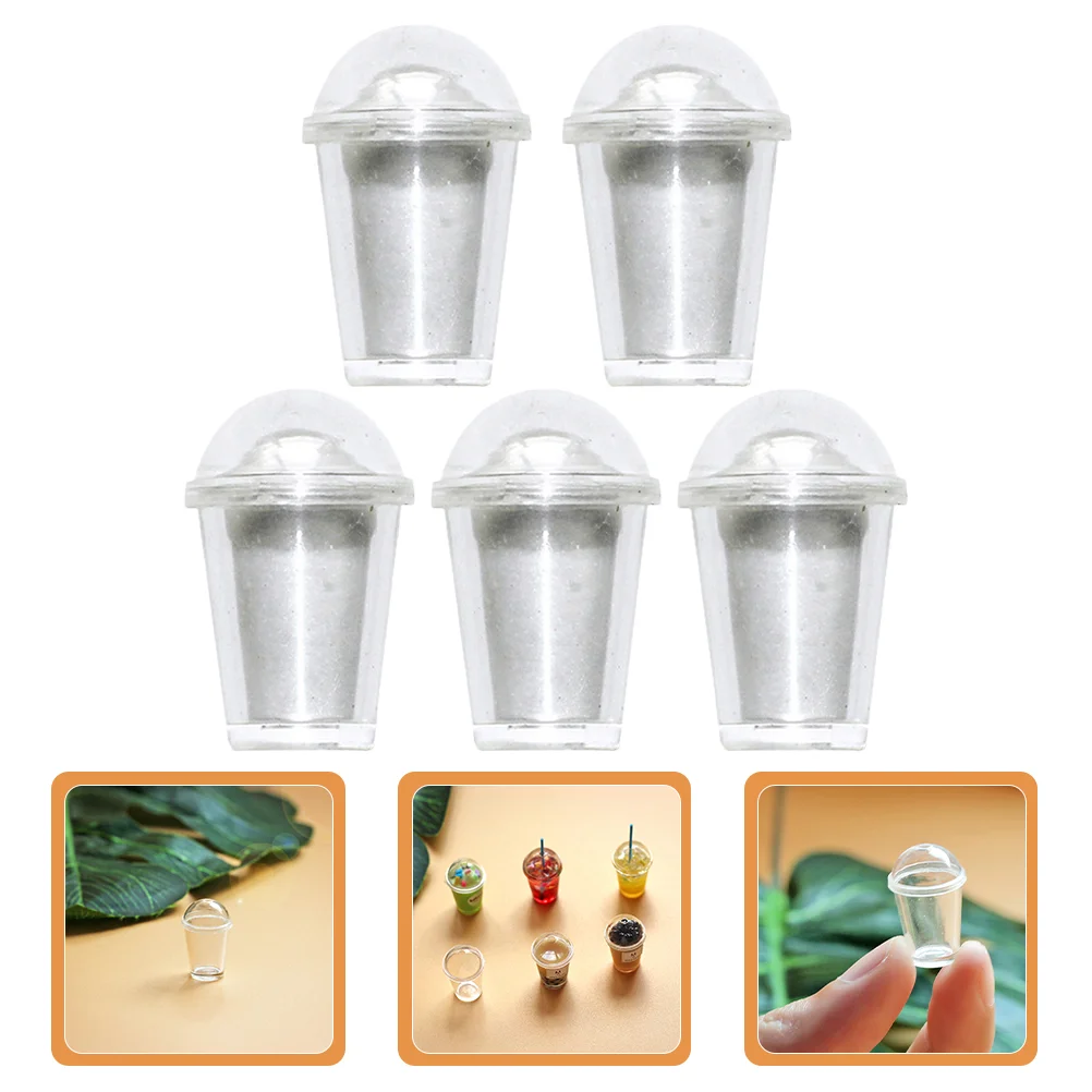 5 Sets Empty Mini Milk Tea Cup Miniature Cups House Accessories Ornaments Kitchen Resin Coffee