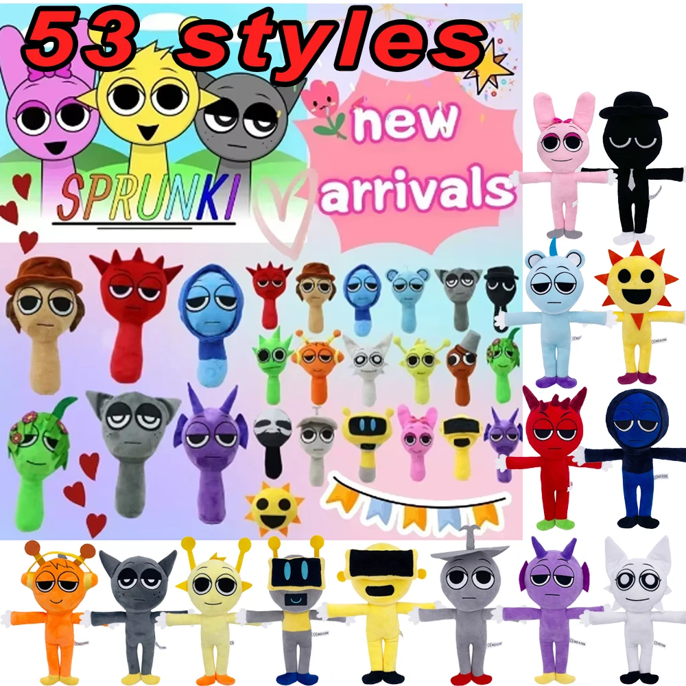 53styles Sprunki Plush Toys Sprunki Incredibox Plush Doll Sprunki Game Pillow Kids Birthday Gifts Stuffed Dolls Christmas Gift