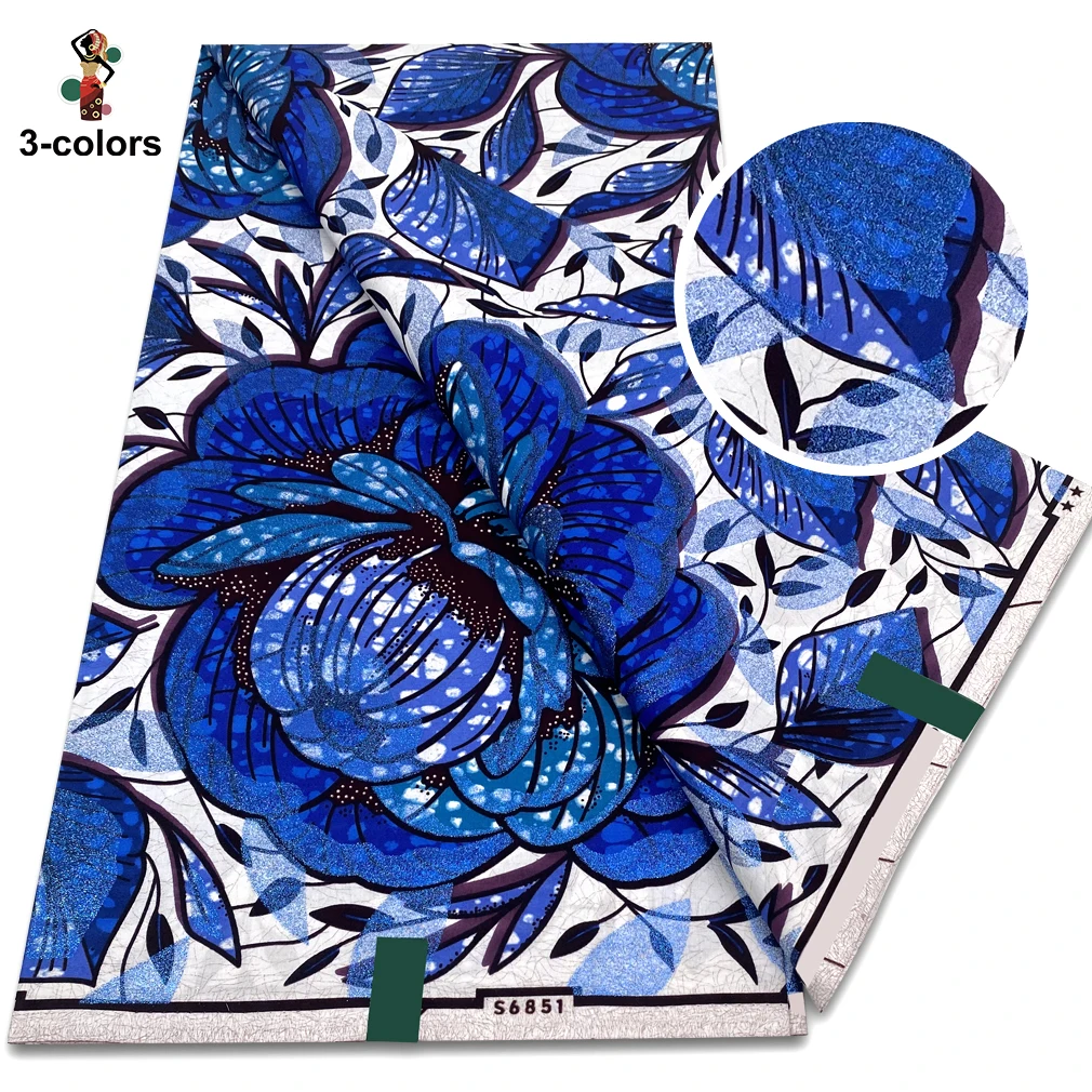 

African Wax Print Fabric Flash Golden Wax Fabric High Quality Ankara Fabric for Party Dress New Grand Super Cotton Fabric 6yards