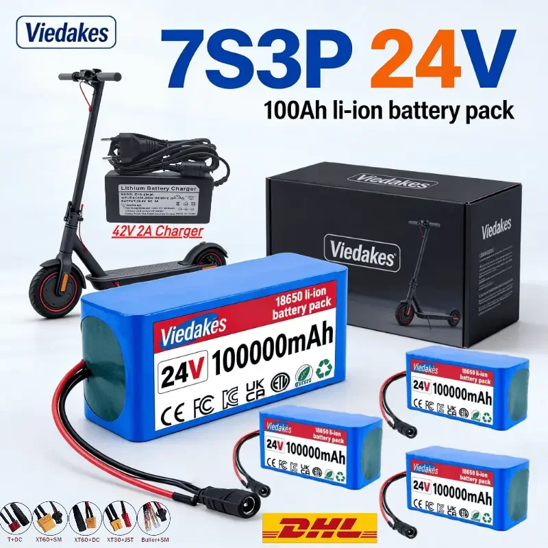 

VIEDAKES 7S3P 18650 배터리 24V Battery With Charger For Outdoor Camping Long Cycle Life Stable Output Safe Durable★