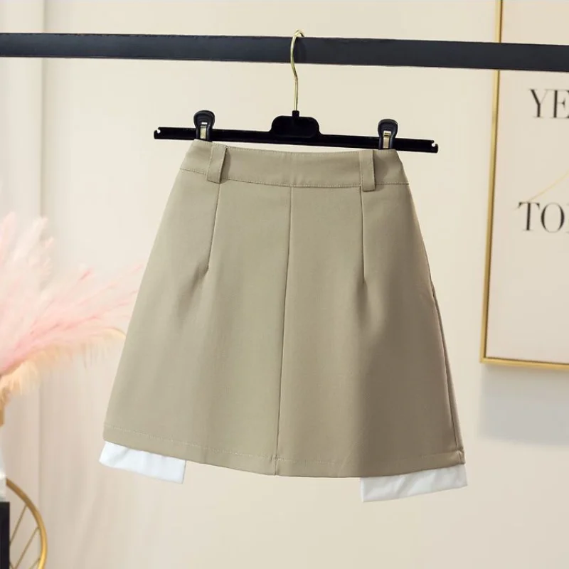 Mini Skirts Women Summer Patchwork High Waist Tender Design Pleated Aesthetic Ulzzang Simple Casual Basic Trendy Мини Юбки Chic