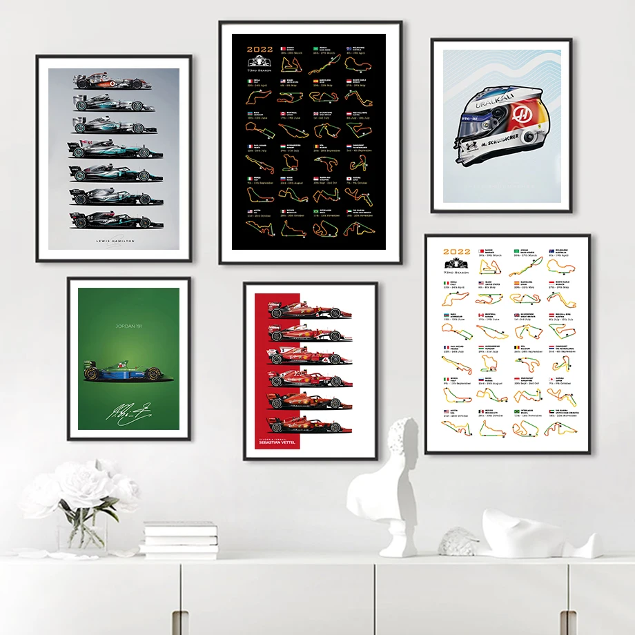 2022 F1 Season Fixtures Formula1 Helmet Car Wall Art Canvas Painting Nordic Poster And Prints Wall Picture For Living Room Decor