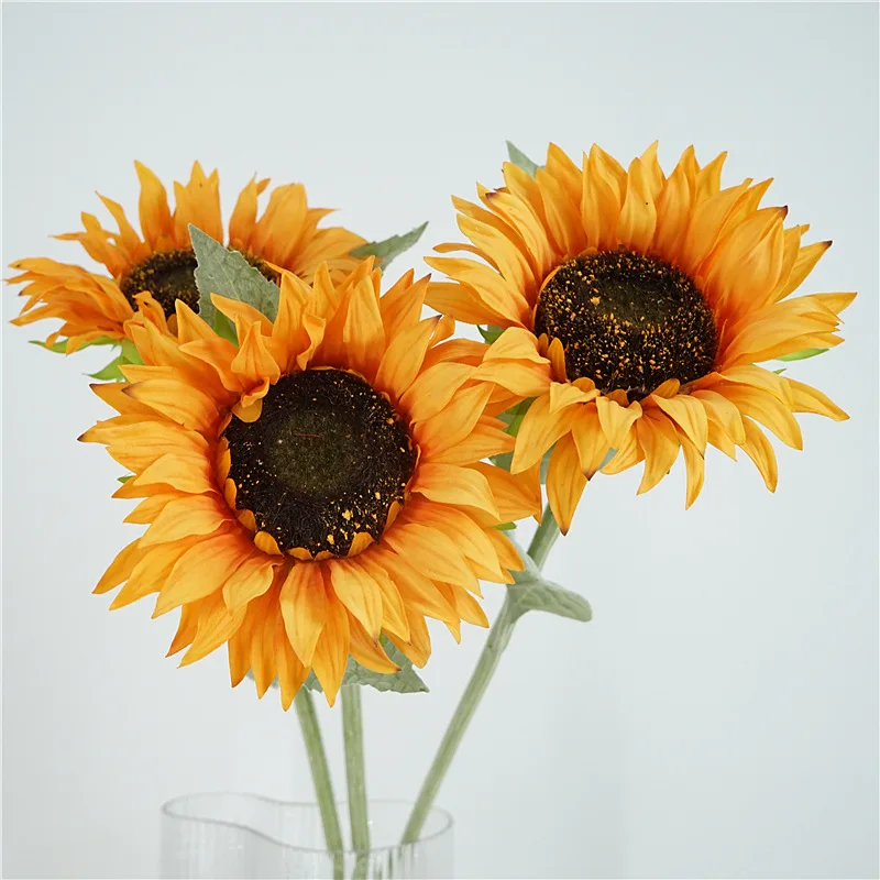 

2Pc Moisturizing Sunflower Artificial Flowers Real Touch Realistic Fake Flowres Home Decoration Party Wedding Flower Arrangement