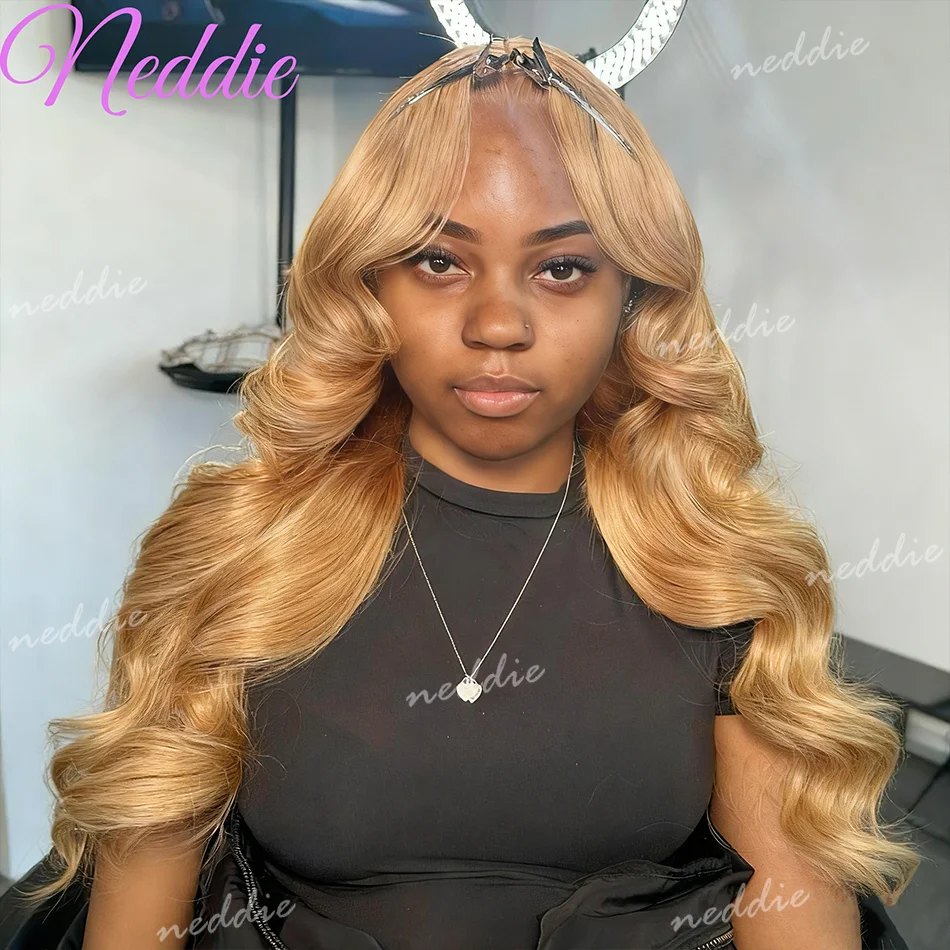 

Парик из натуральных волос медового блонда с предварительно выщипанными волосами # 27 Парик с объемной волной 13X4, цветные парики с кружевной передней частью, 13X6, кружевной бразильский парик Fronta для женщин