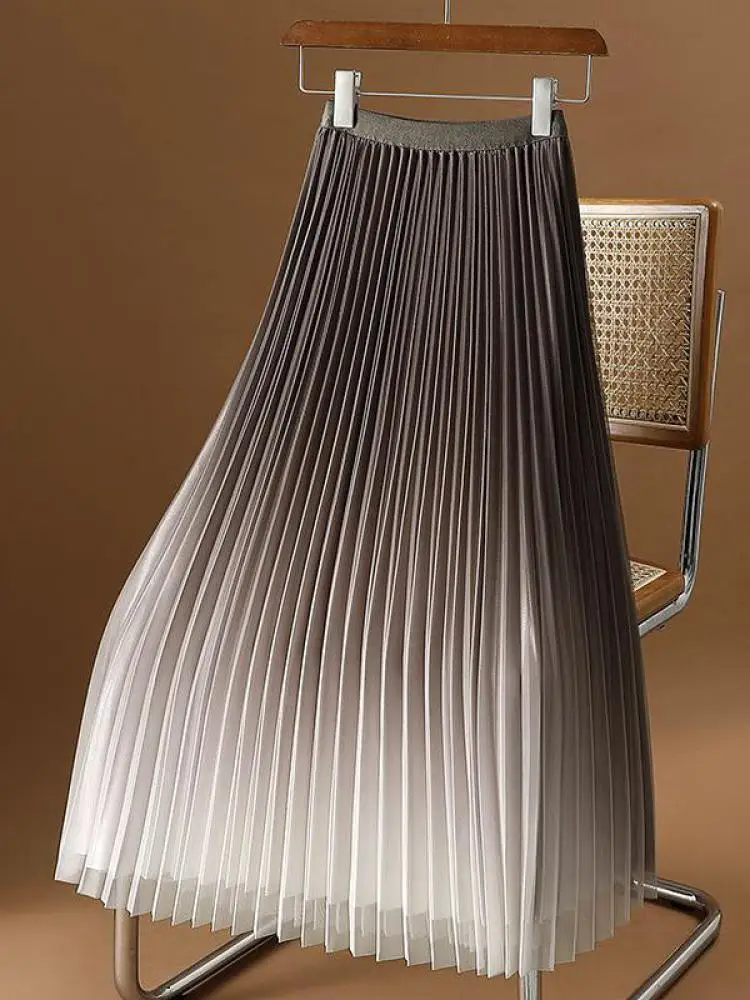 

Летняя тюлевая сетчатая юбка с градиентом, элегантная вечерняя длинная юбка с высокой талией, сексуальная плиссированная юбка А-силуэта для женщин в стиле бохо