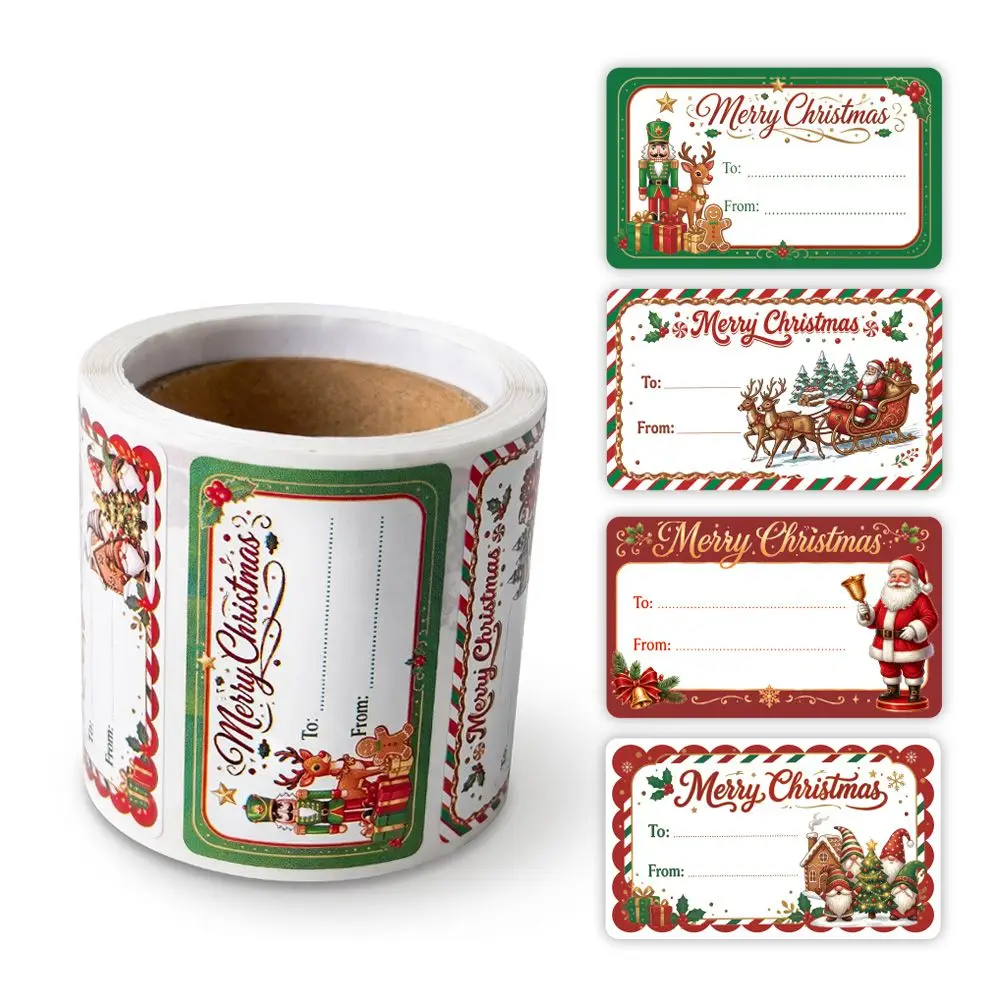 200Pcs Christmas Gift Tag Stickers,To From Xmas Present Labels,Santa Snowman Nutcracker For Gift Wrapping Holiday Decor