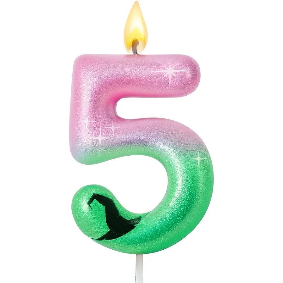 Witch Number Candle Birthday Decor Pink and Green Party Decorations Witch Movie Candle for Girl Boy Birthday Halloween Party Su