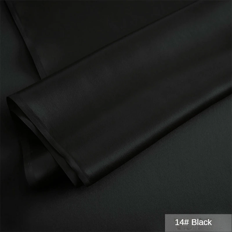 Heavy Silk Fabric Plain Crepe By The Meter for Sewing Clothing Cheongsam Dresses Skirts Thick Inelastic Smooth Soft Black White