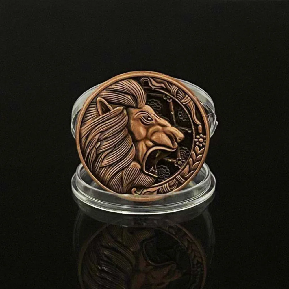 Residents Evils Commemorative Lion Badge Statue Decryption Coins Keychain RPD Raccoon City Police Station Keyring Unisex Jewelry view 4