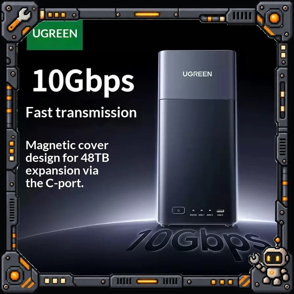 UGREEN CM745 Dual Bay Hard Drive Enclosure 2.5 3.5 Inch SATA HDD SSD Docking Station RAID for PC