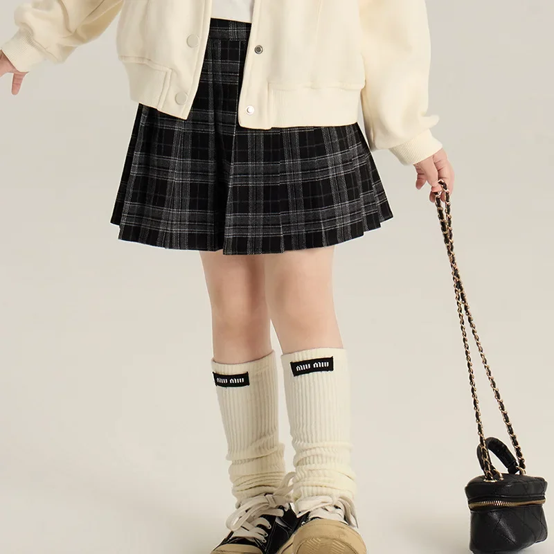 2024 Autumn Children's Korean Academy Style Pleated Skirt JK Short Skirt Girls' Stylish Princess Plaid Skirt