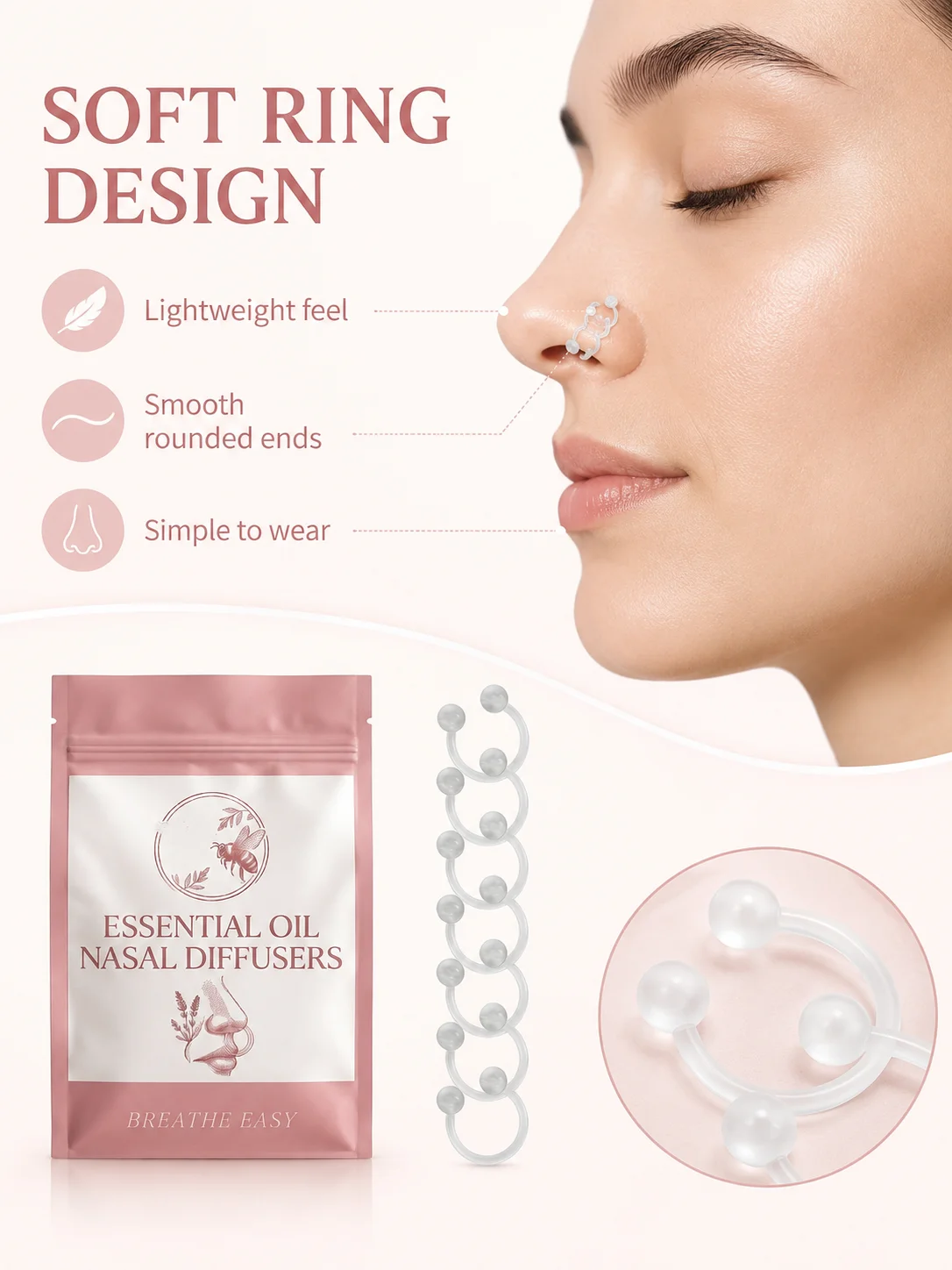 7Pcs Essential Oil Nasal Diffuser Rings