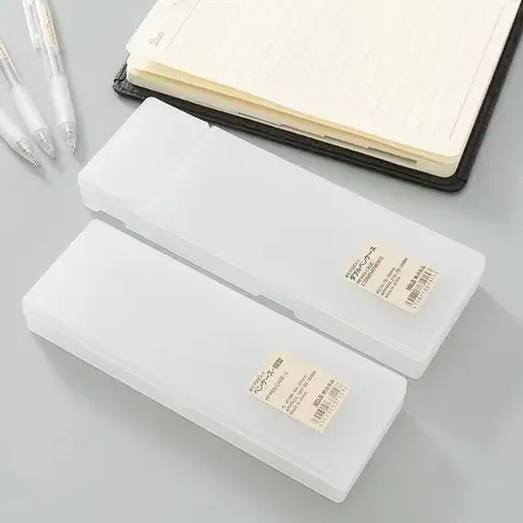 Transparent Mujis pennlåda Plastpennlåda för skolpennfodral Extra stor Tillverkad i Japan Pennlåda Skrivbordsmaterial Specialerbjudande 10 best sales Muji-penna - №4