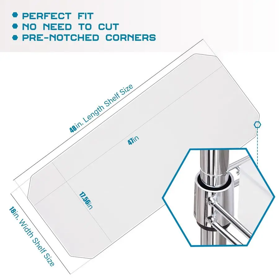 

Wire Shelf Liner 18 X 48, Heavy Duty Shelf Liners for Wire Shelving, Waterproof Protector Mats, Set of 5, Transparent