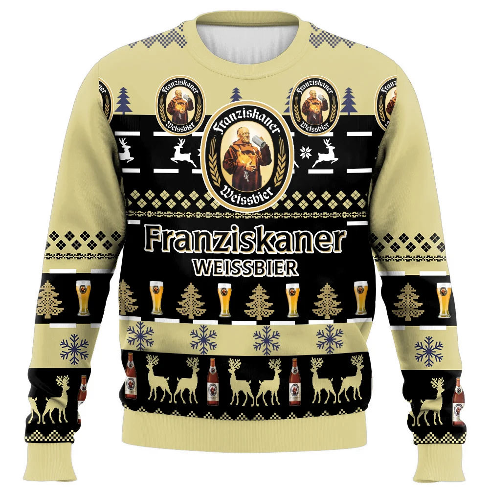 

2025 New 3D Printed Christmas Ugly Sweater Hoodie Men's Hot Selling New Year's Men's Oversized Clothing Beer Enthusiasts