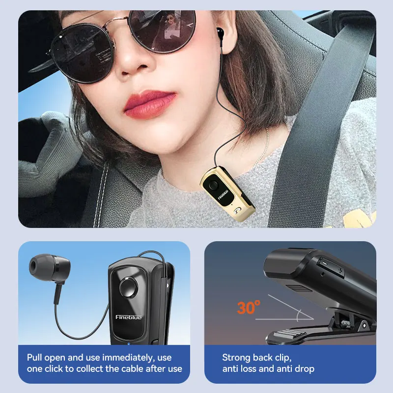 upgraded F920 Fineblue Bluetooth wireless clip headphone handsfree for driver ears with removable wire for phone samsung android