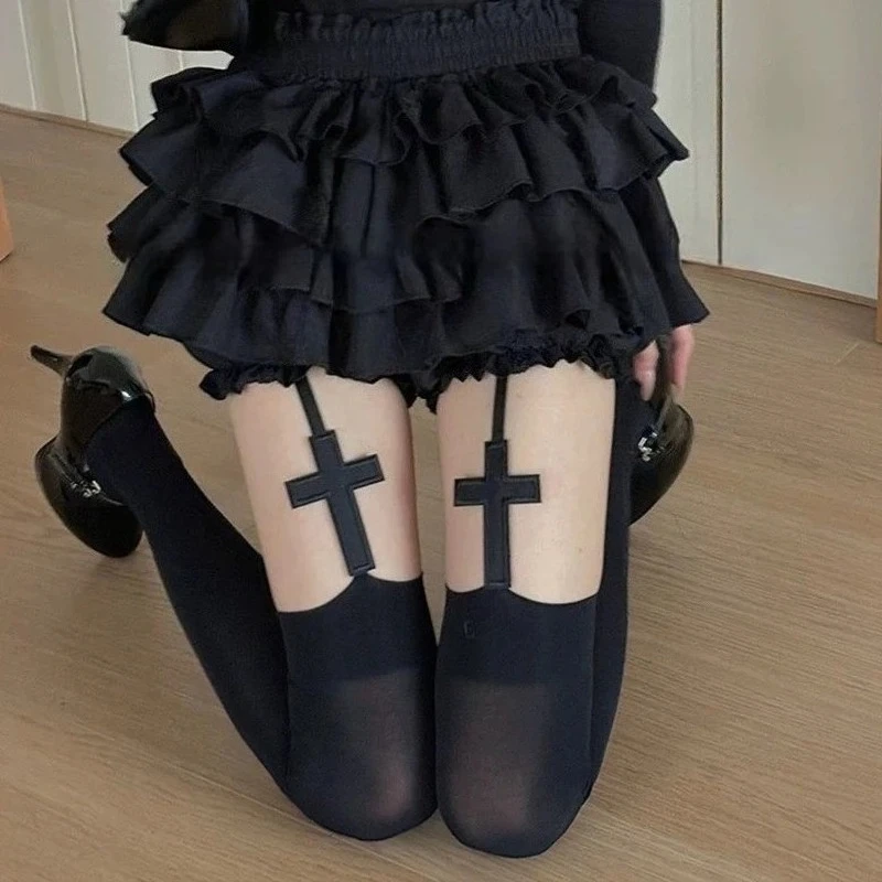 

Y2K Black White Women Long Socks Sexy Thigh High Nylon Stockings Breathable Over Knee Socks Girls for 2025