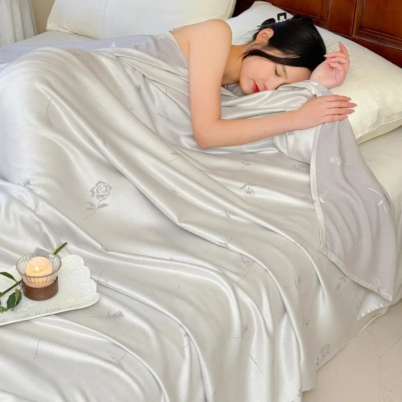 

inagawa Bamboo Fiber Ice Silk Thin Summer Cover Blanket for Adults Cooling Air Conditioner Nap Blanket Lightweight Blanket