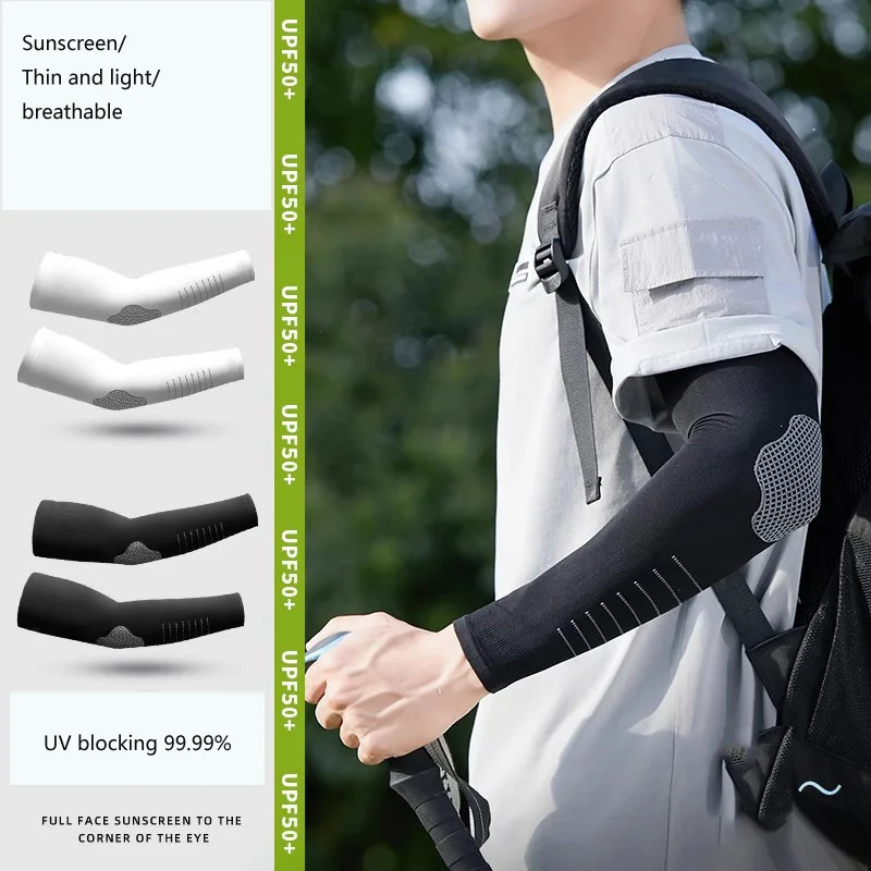 

Ice Silk Sleeves Sun Protection Anti-UV Quick Dry Cycling Sleeves Breathable Cooling Sweat-absorb Elastic Sleeves